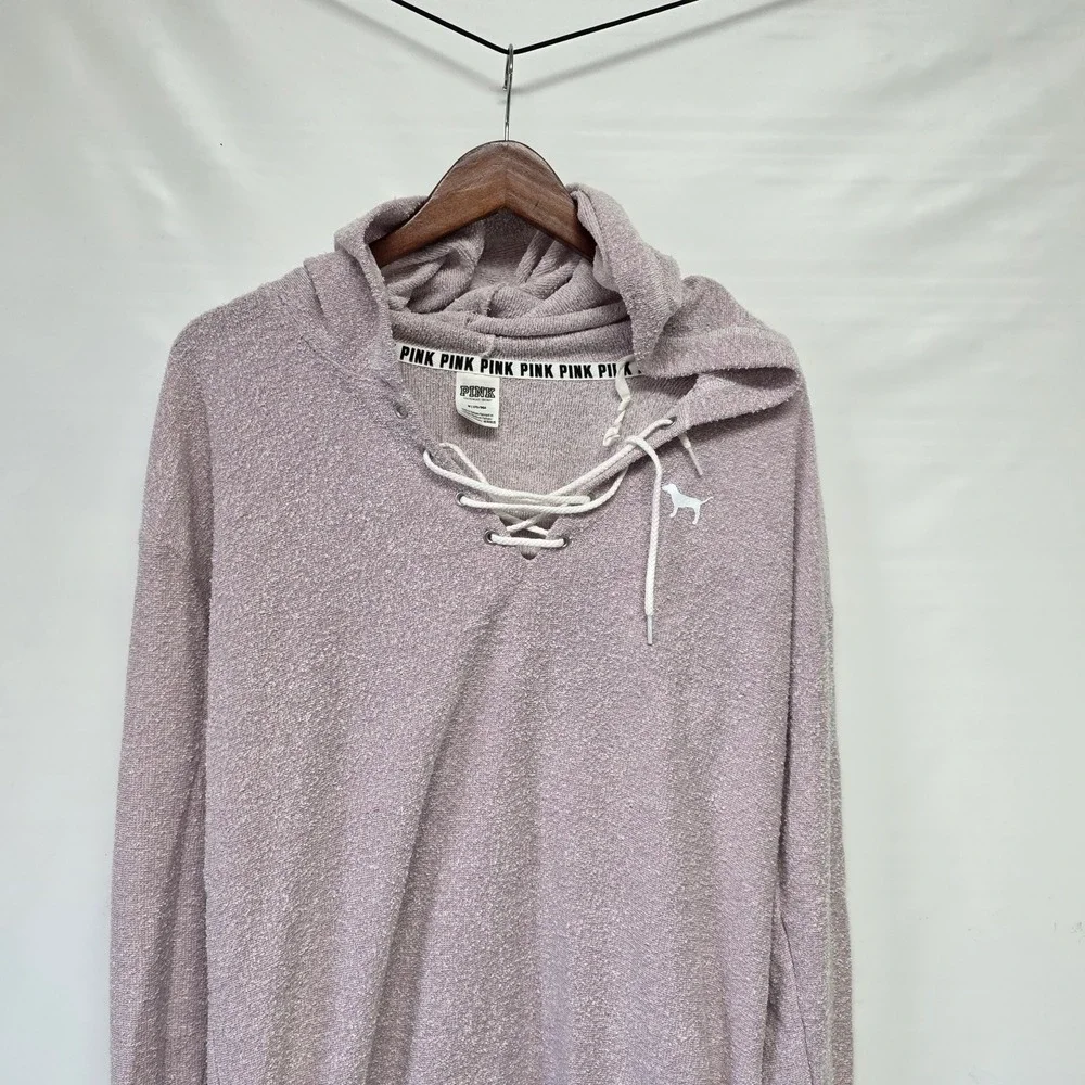 Victoria's Secret Pink Lace-Up Varsity Pullover Hoodie Small